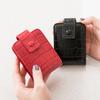 Mini Portable Lipstick Bag With Mirror,Minimalism Small Cosmetic Bag With Button, Crocodile Embossed Women's Makeup Storage Case