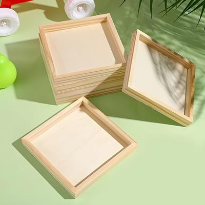 Juego de 10 Bandejas de Madera sin Acabar para Manualidades DIY Pintura Teñido Rompecabezas 3D Proyectos de Arte - Bandeja de Madera Versátil para Manualidades