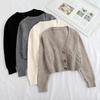 Women's Solid-Color Elegant Short-Length High-Waisted Slimming Sweater Spring Single-Button Knit Cardigan
