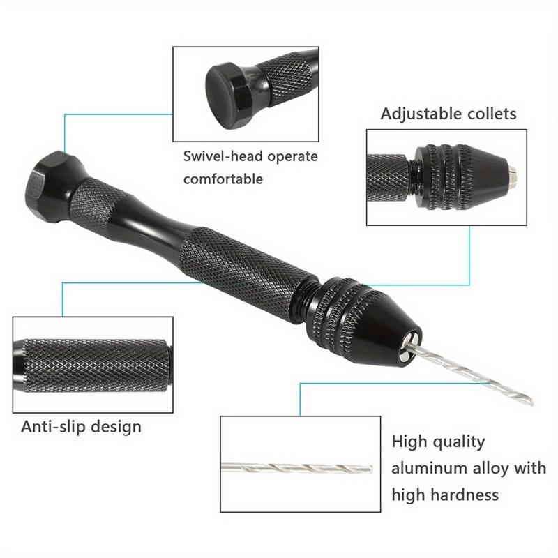 49pcs/set 0.2-3.4mm Hand Drill Set Mini Aluminum Hand Drill Bit Jewelry Craft Manual Drill Woodworking Tools Drill Bit Drilling.
