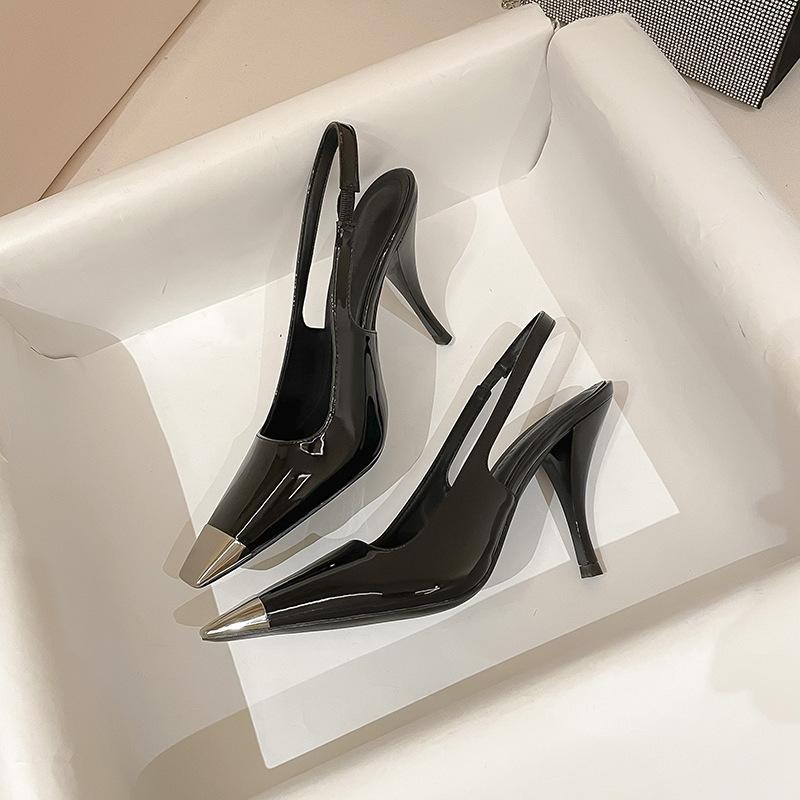 

A-201 summer Park Caiying same heels European and American one-word belt sexy sandals women s black square head high heels 40