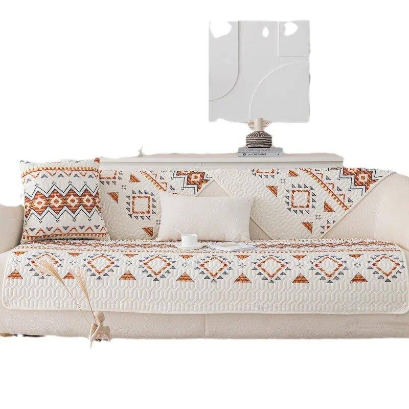 Flannel Printing Ethnic Style Sofa Cushion Autumn and Winter Thickened Non-Slip Plush Cushion Cover New Plush Sofa Cushion