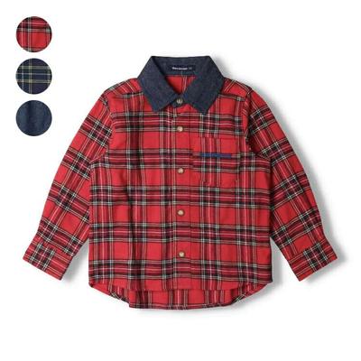 [Children's Clothing] Moujonjon (Moojeongjeong) Check Denim Long Sleeve Shirt 90cm-140cm M50500
