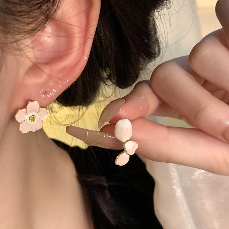 925 Silver Pink Heart Flower Butterfly Tassel Earrings - Sweet, Elegant, and Whimsical Design