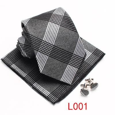 Business Dress, Tie Pocket Towel Cufflink Three-Piece Set, Men'S Suit Striped Chest Towel Tie Cufflink Three-Piece Set