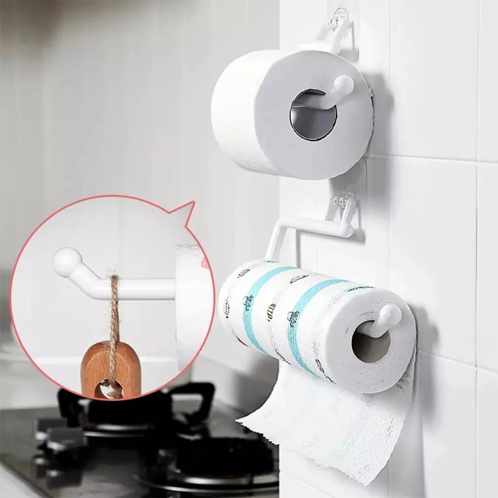 Tissue Storage Rack Plastic Paper Roll Holder Wall Mounted Adjustable Towel Hanger for Kitchen Bathroom Toilet Paper Holders