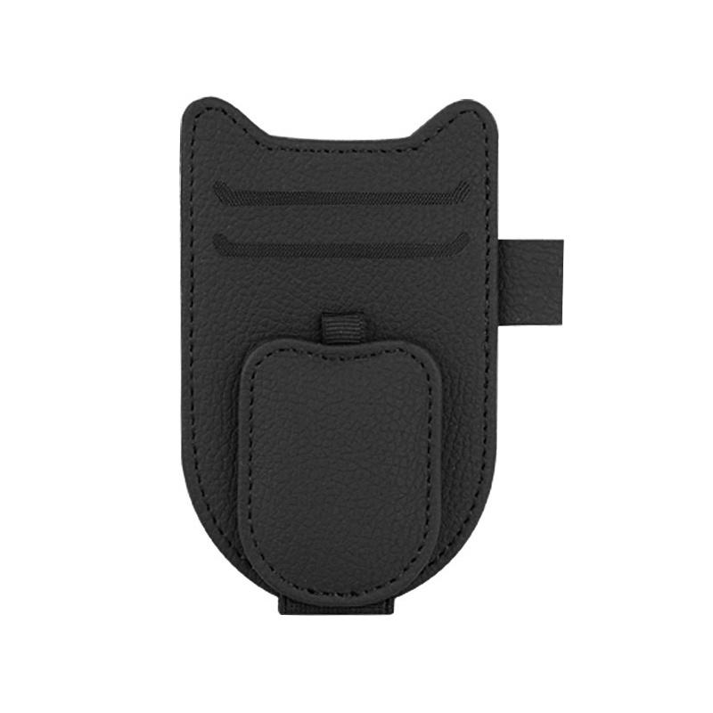 Magnetic Sunglasses Holder Car Sun Visor Eyeglasses Clip Multi-Functional PU Ticket Card Clip Vehicle Accessory