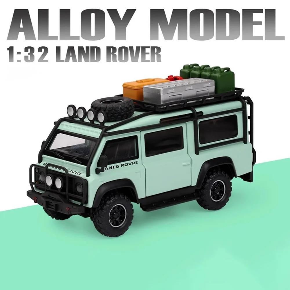 1:32 Land Rover Defender Range Rover Car Model Toy Shock Absorption Pull Back Off-road Vehicle Sound Light Gifts for Kids