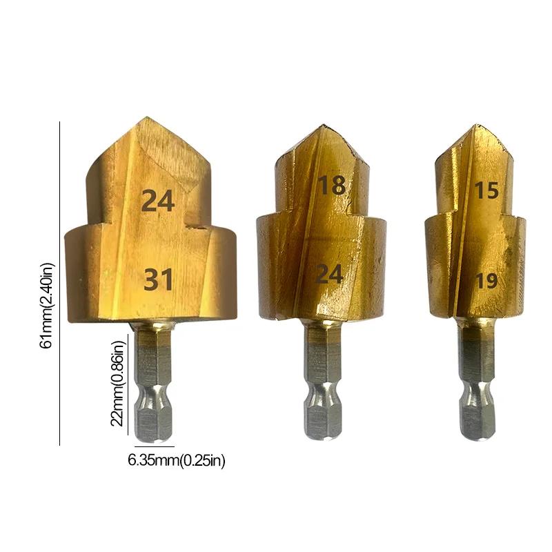 3 stuks PPR-hefboor, getrapte boor, zeskantschacht waterleidingverbindingsgereedschap 20/25/32 mm, volledig open proces