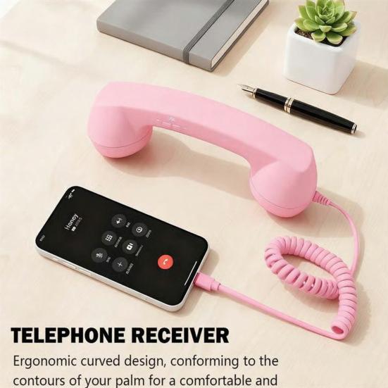 Retro Phone Handset with 3.5MM Socket Type-C Cellphone Smartphone Handheld Receiver Universal Vintage Old