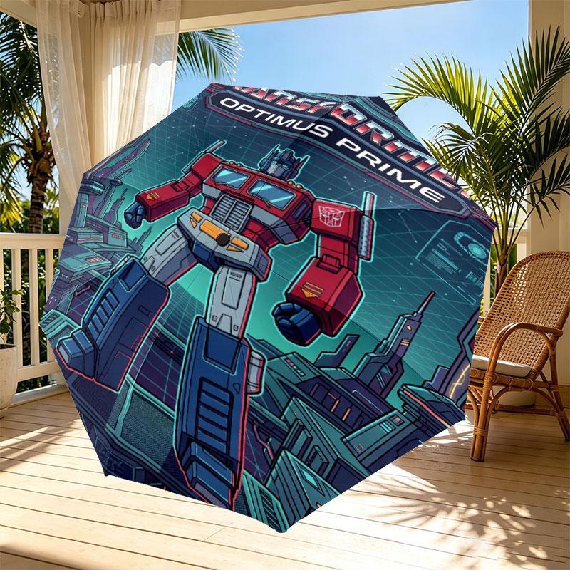 Transformers Print Automatic Open Close Umbrella, Portable Foldable Umbrella, for Outdoor Commute Camping Trip, Ideal Birthday Gift