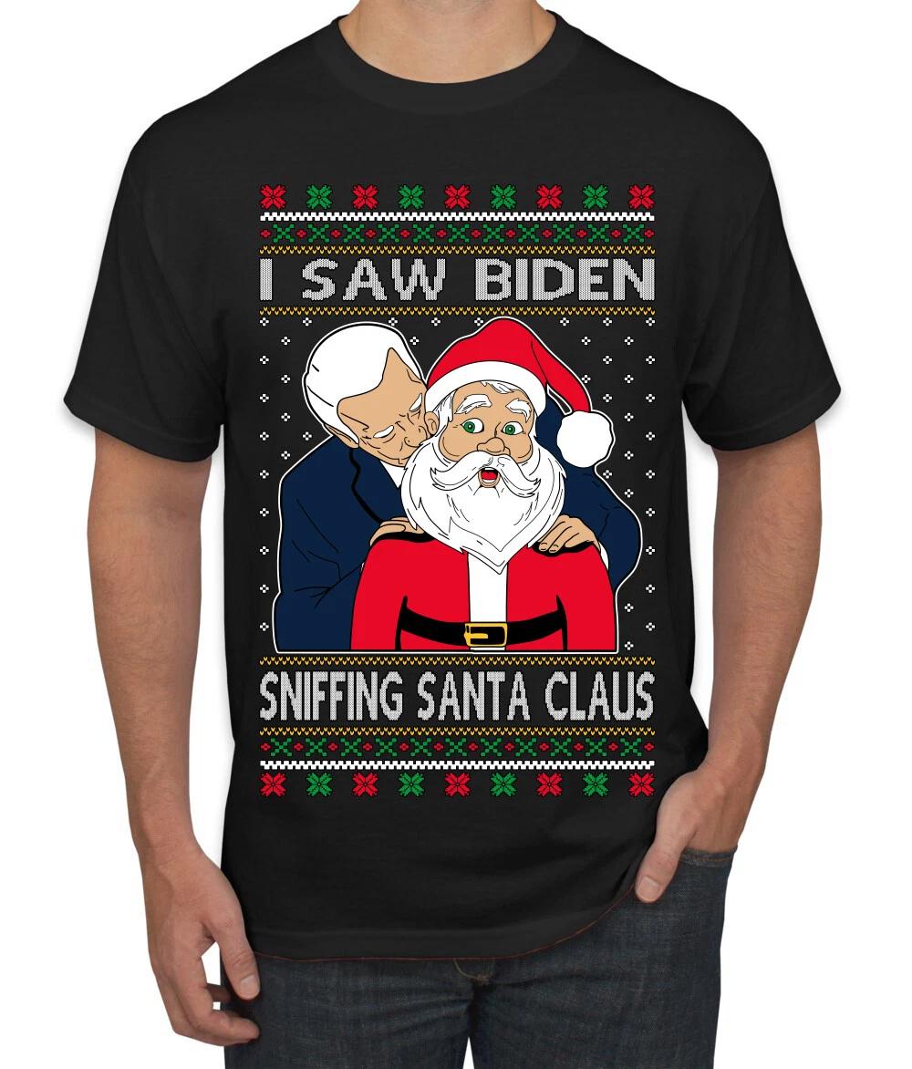 I Saw Biden Sniffing Santa Claus Men T- Shirt M