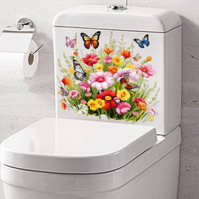 Bathroom Butterfly Flower Toilet Seat Stickers DIY Self-Adhesive Toilet Lid Decals For Cistern Bathroom Decor 30x30CM