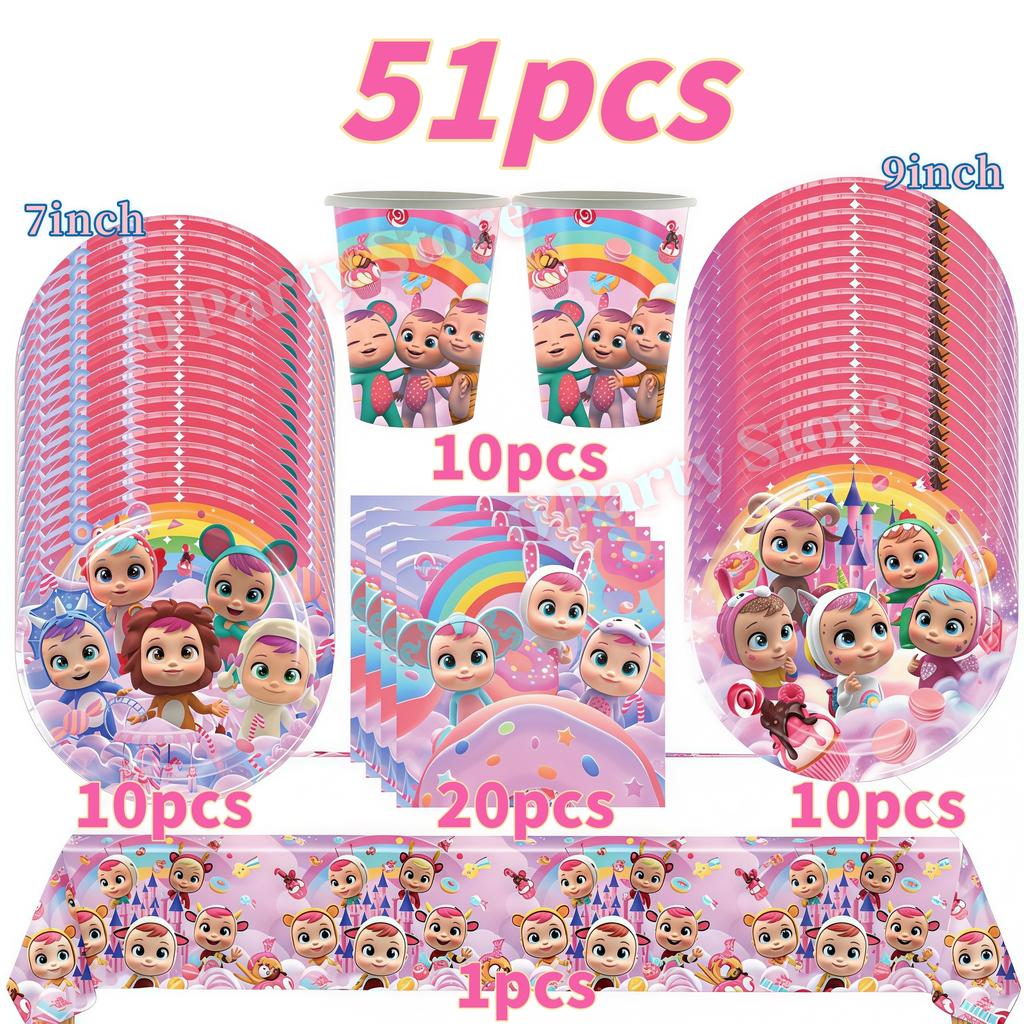 Cry Babiesed Birthday Party Decorations Tableware Plate Cup Balloon 1St Year Boy Girl Birthday Decor Baby Shower Supplies Gifts