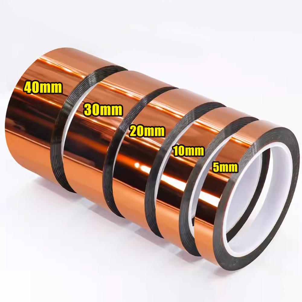 High Temp Tape Polyimide Gold Heat Resistant Adhesive Tape Battery Wire Insulation Antistatic Circuit Board Protection Tapes (Brown,5mm&33M- 1 roll)