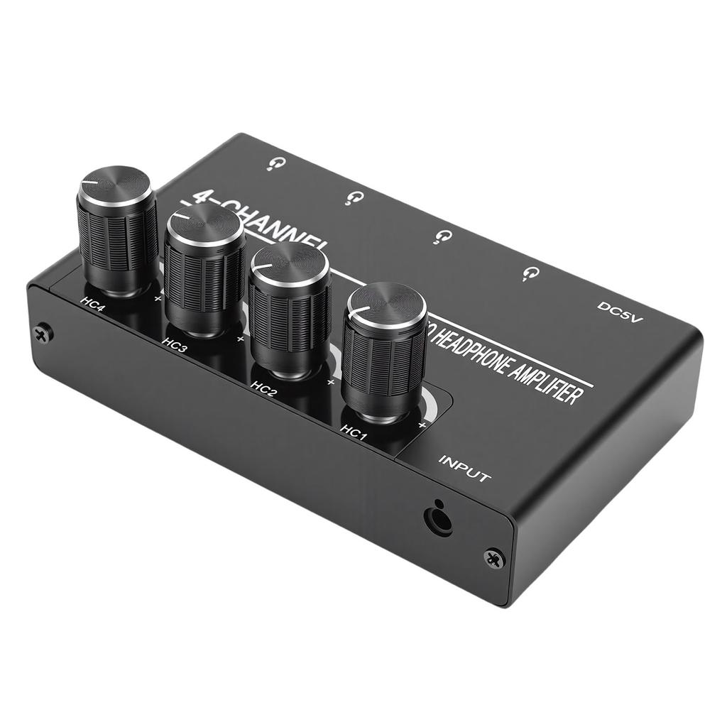 Headphone Amplifier 4 Channel Stereo Headphone Amplifier Splitter with 1 4 Inch Headphone Output for PC Guitar
