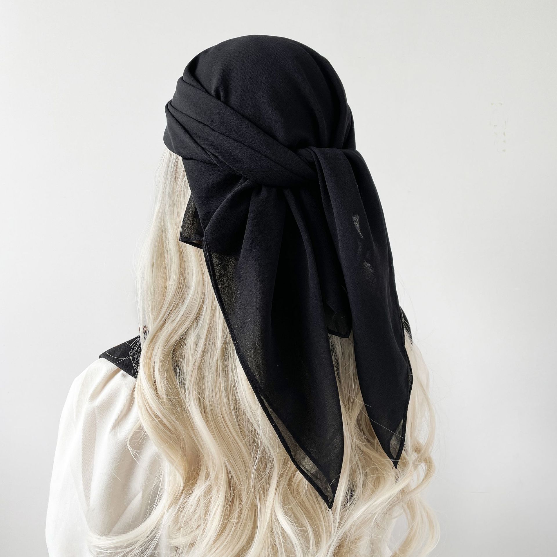 

Шарф из шифона с жемчугом однотонный арабский тюрбан балийский тюрбан однотонный малайский квадратный шарф шарф 90*90cm