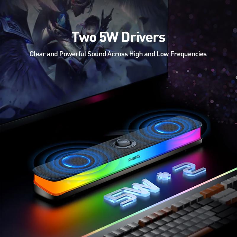 Philips Bluetooth-Lautsprecher SPA6109 mit verstecktem Mikrofon und RGB-Beleuchtung