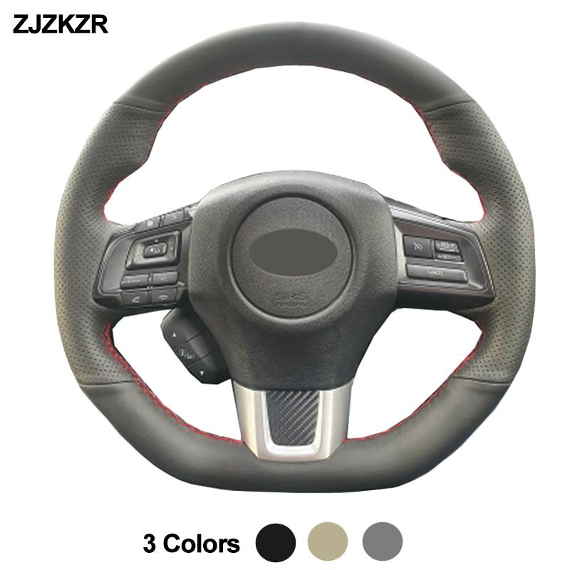 Black Beige Gray Car Auto Steering-Wheel Cover Wrap Hand Sewing For Subaru WRX (STI) 2015- Levorg 2015 2016 -