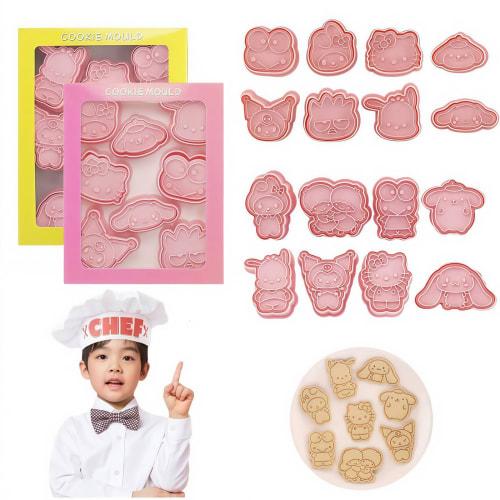 16-Piece Set of Sanrio Cookie Cutter Set, Sanrio Cookie Cutters, 3D Cookie Dies, DIY Baking Tools for Biscuits, Baking Supplies, Kids' Prizes, Bento B
