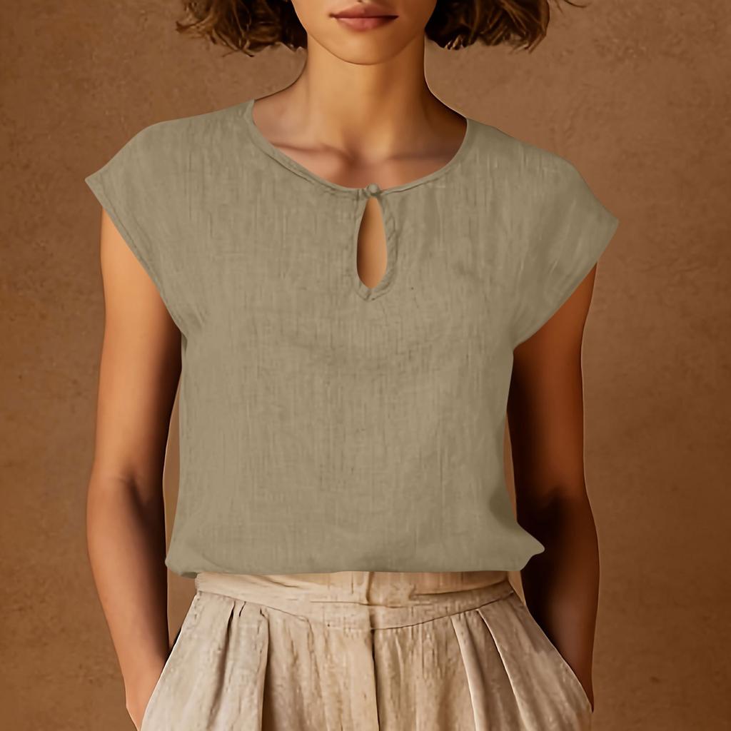 Women's Retro Fashion Casual Thin Round-Neck Sleeveless Crewneck Top