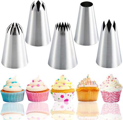 5 Large Piping Tips Set 5 Different Frosting Tips for Cake Decorating Cupcake Pastry Tips.