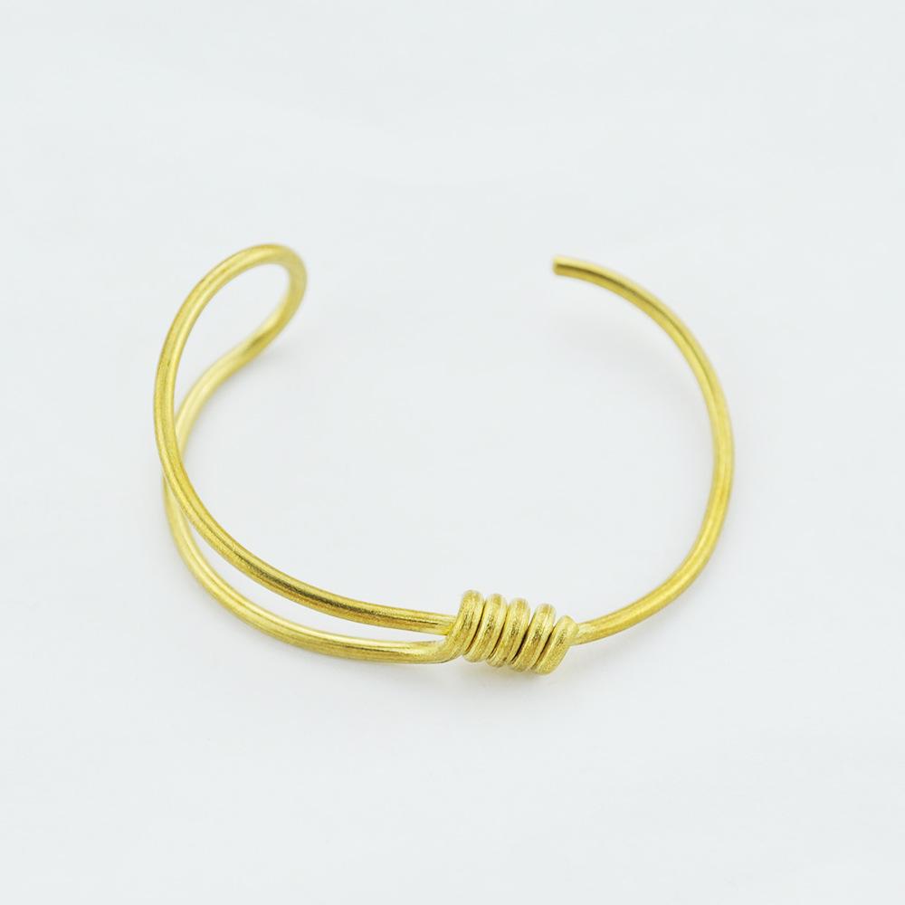 European Minimalist Pure Copper Open Knotted Bracelet in Céline Style