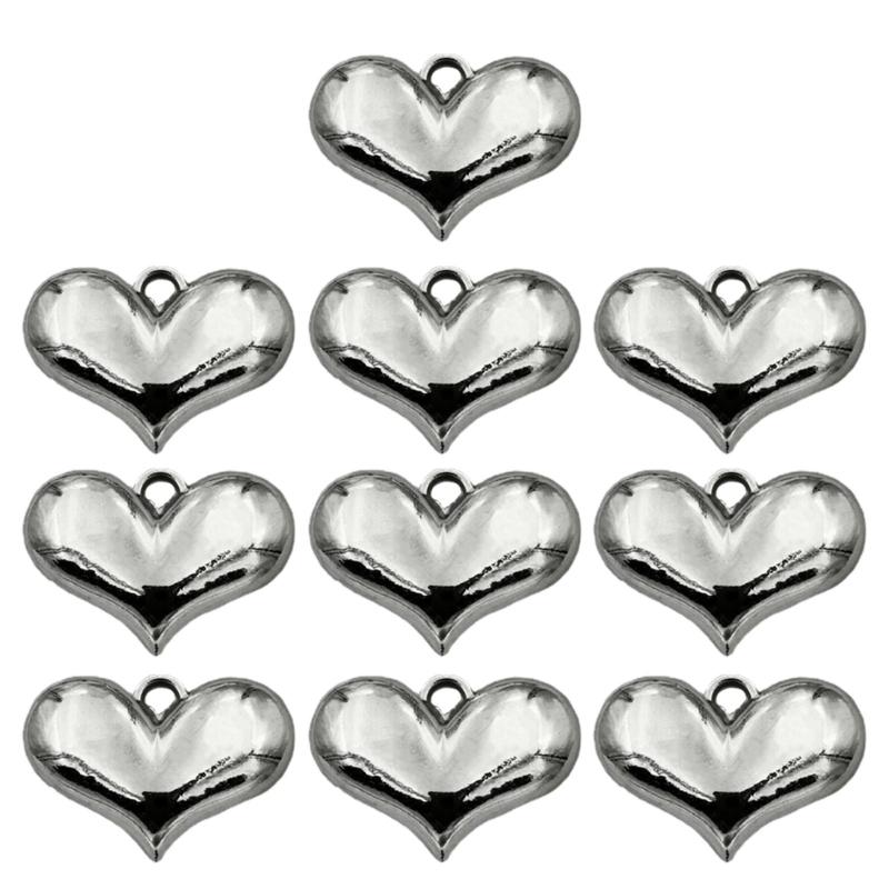 10/20xElegant Heart Pendant for Choker Necklace Making Earring Bead for DIY Necklace Jewelry Making Pendant with Hole
