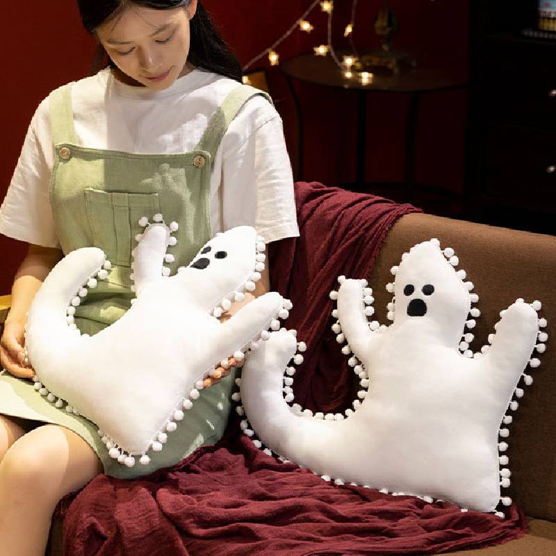 Ghost Plush Pillow Stuffed Toy Cushion Soft Halloween Scene Decor 45cm White