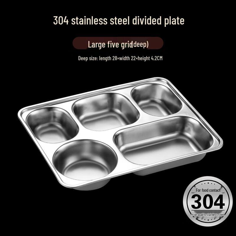 Yudefeng 304 Stainless Steel 5-Compartment Meal Plate