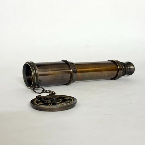 Brass Antique Telescope With Wooden Box, Personalized Nautical Pirate Spyglass, Maritime Deco