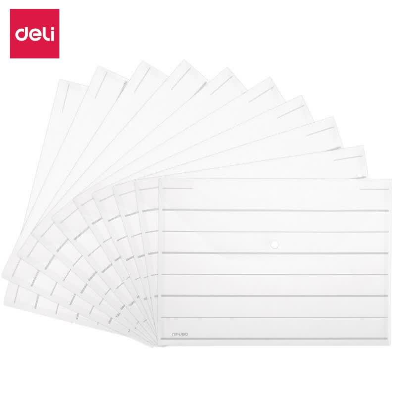 Deli A4 Transparent Snap File Folders (10-Pack)