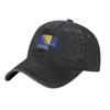 Vintage Retro Flag of Bosnia Herzegovina Grunge look Retro Denim Washed Baseball Cap Women Cowboy Dad Hats Men Rock Trucker Cap
