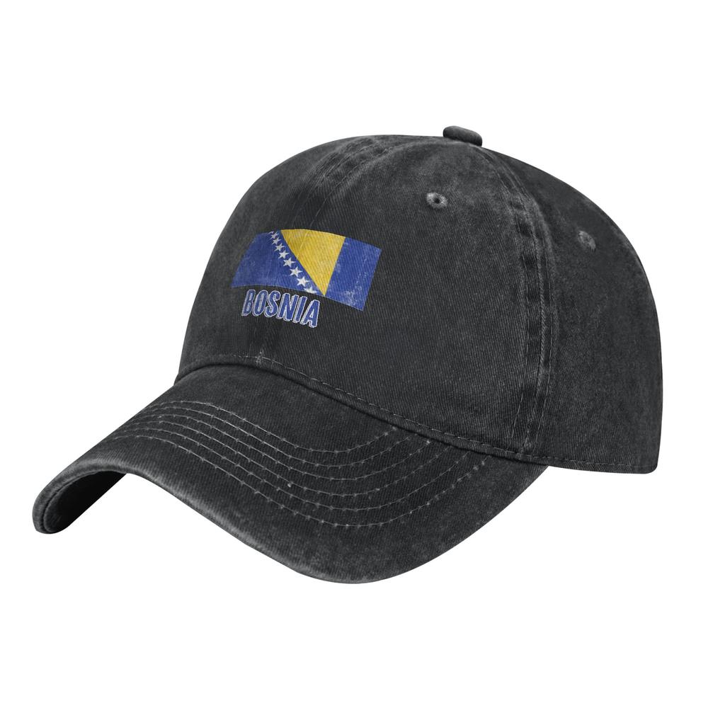 Vintage Retro Flag of Bosnia Herzegovina Grunge look Retro Denim Washed Baseball Cap Women Cowboy Dad Hats Men Rock Trucker Cap
