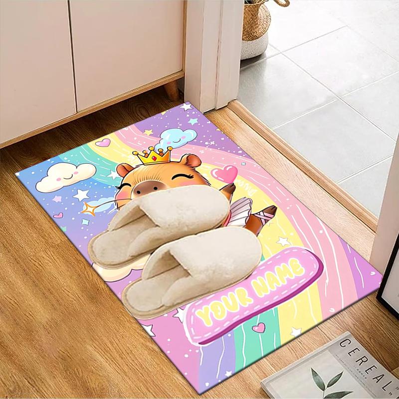 1PC Custom Name Royal Hamster Dance Party Theme Floor Mat Ideal for Living Room, Game Rooms, Office, Bedroom, Floor Mat Playful Design