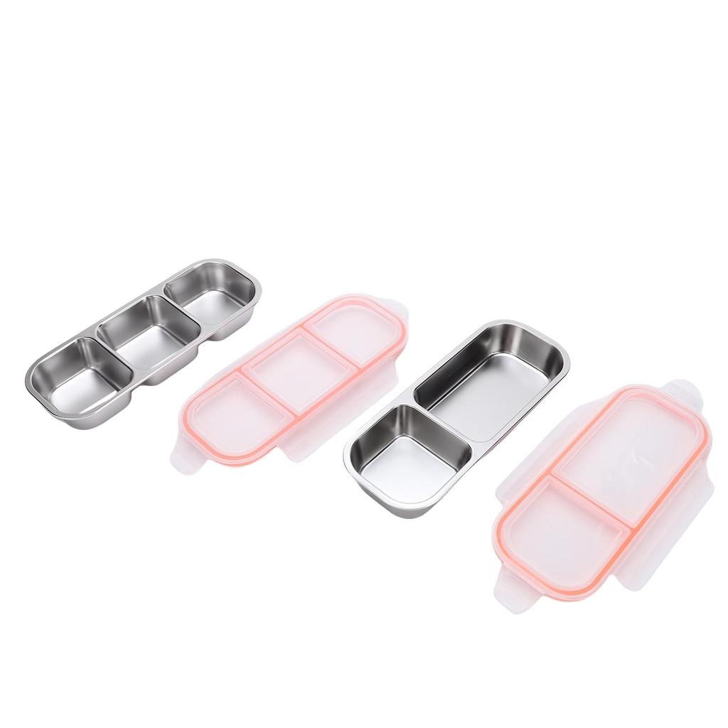 2pcs Lunch Container 700ML 600ML Leak Proof Stainless Steel Dishwasher Safe Lunch Storage Box with Compartments for