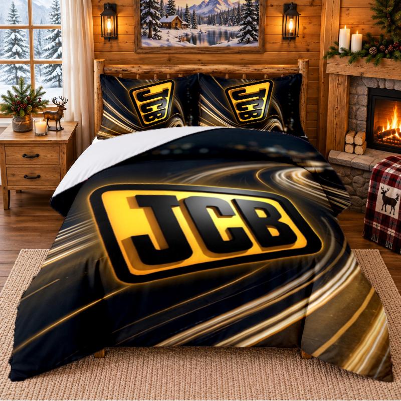 Printed 3Pcs Bedding Set JCB Pattern Bed Sheet Pillowcase For Bedroom Decor