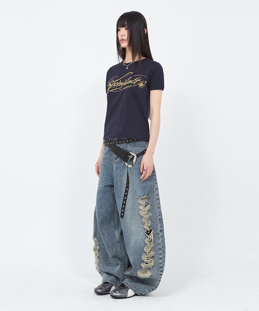 Sekeondeusolteu Salt Lettering Logo T-Shirt (Navy)