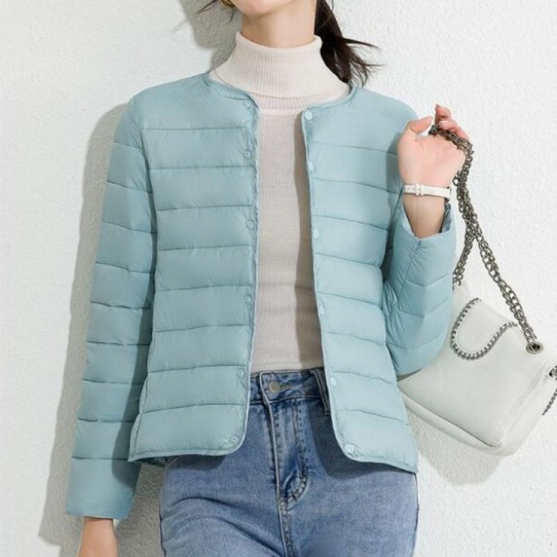 New Arrivals Open Run Women Lightweight No Collar Long Sleeve Quilted Jacket