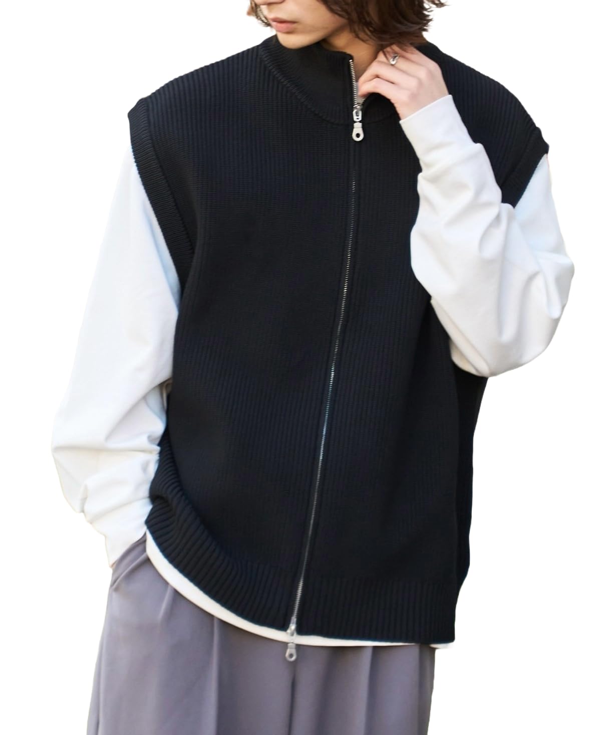 

WEGO Sleeveless Knit Outdoor Loose Solid Size Black Men s Vest, Unisex, Spring/Summer Outerwear, Top, Wear, Oversized, Fit, Color, Gift, Summer, чёрный