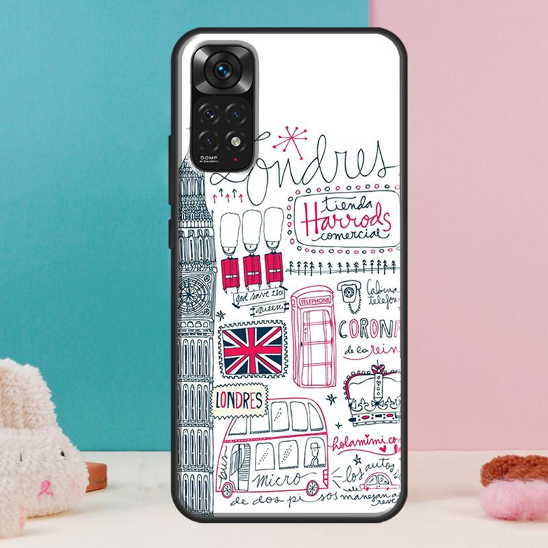 London Bus England Big Ben Case For Xiaomi Redmi Note 14 13 Pro 12 11 9 10 9S 10S 11S 12S Redmi 14C 13C 10C 12C Cover