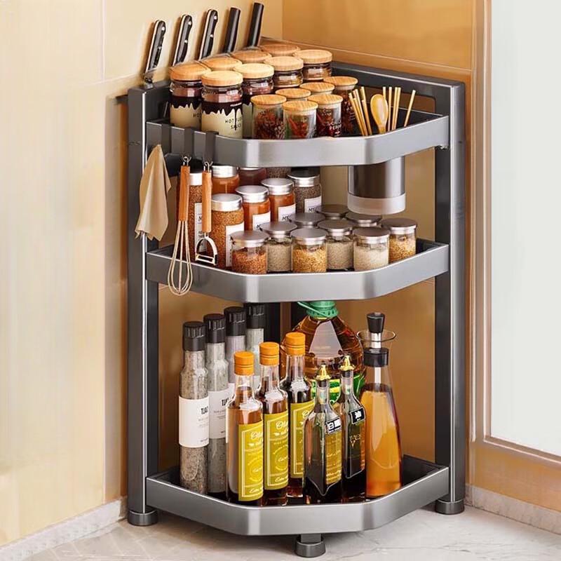 Yingbai 3-Layer Corner Spice Rack with Knife Holder