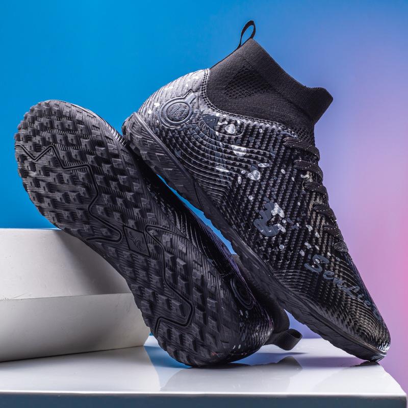 New high-top football shoes with long broken nails Amazon men's and women's football shoes grass student training shoes