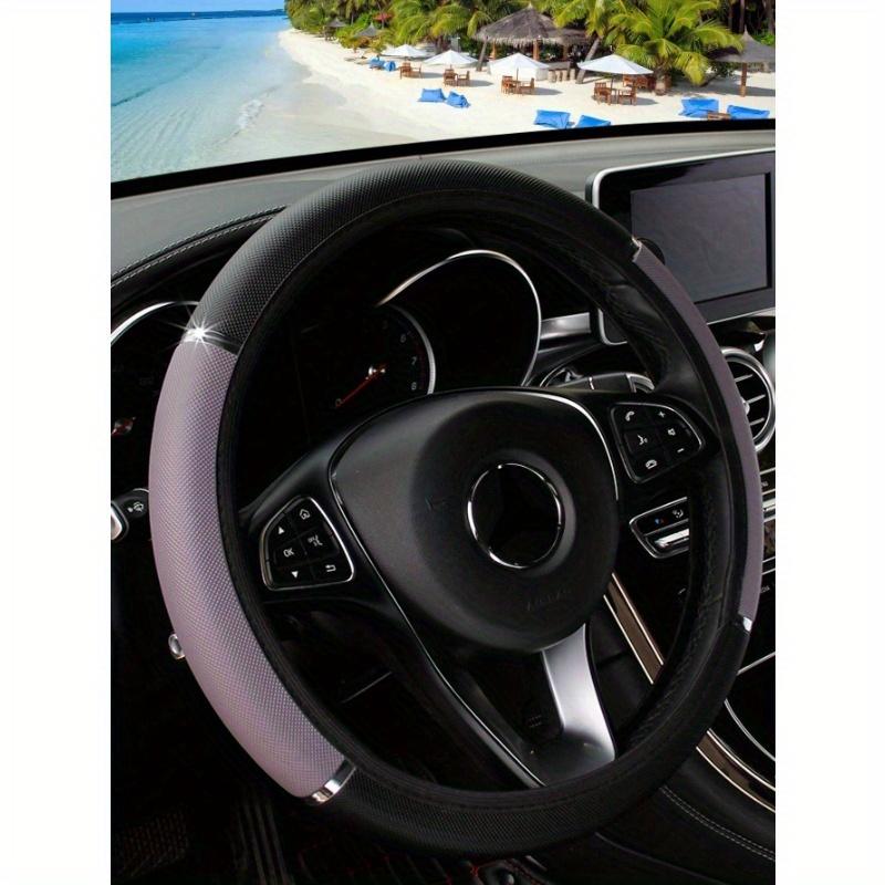 

1 шт. Чехол на руль из ПУ кожи с блестящим металлом, подходит для автомобилей 14,5-15 дюймов, автоаксессуары one-size серый