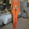 Sex underwear orange perspective lace-up neck jacquard onesie open crotch tights stockings