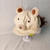 Cute Bear Plush Ears Flipped Brim Beret Female Face Small Cloud Octagonal Hat Big Head Circumference Painter Hat Tide