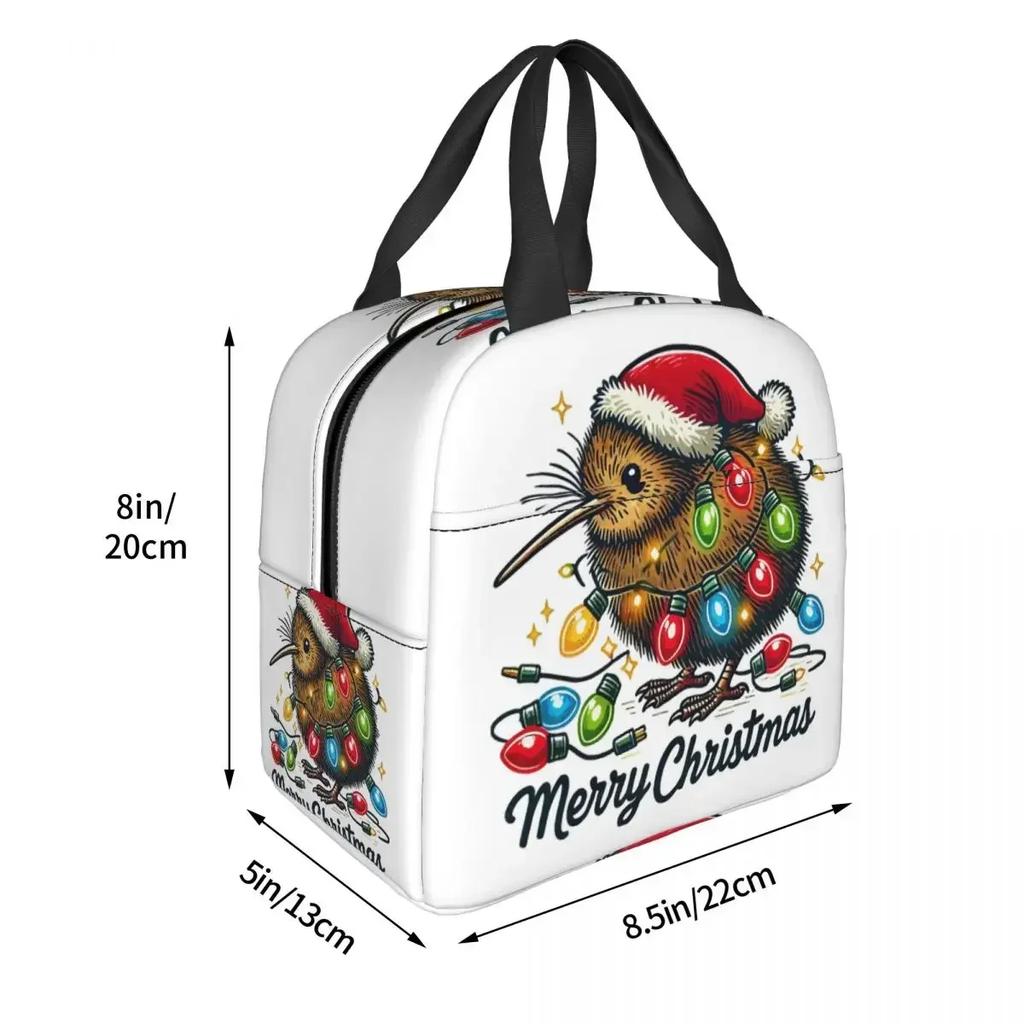 Christmas Kiwi Bird Insulated Lunch Bag for Women Kids Portable Food Boxes Thermal Lunch Box Tote