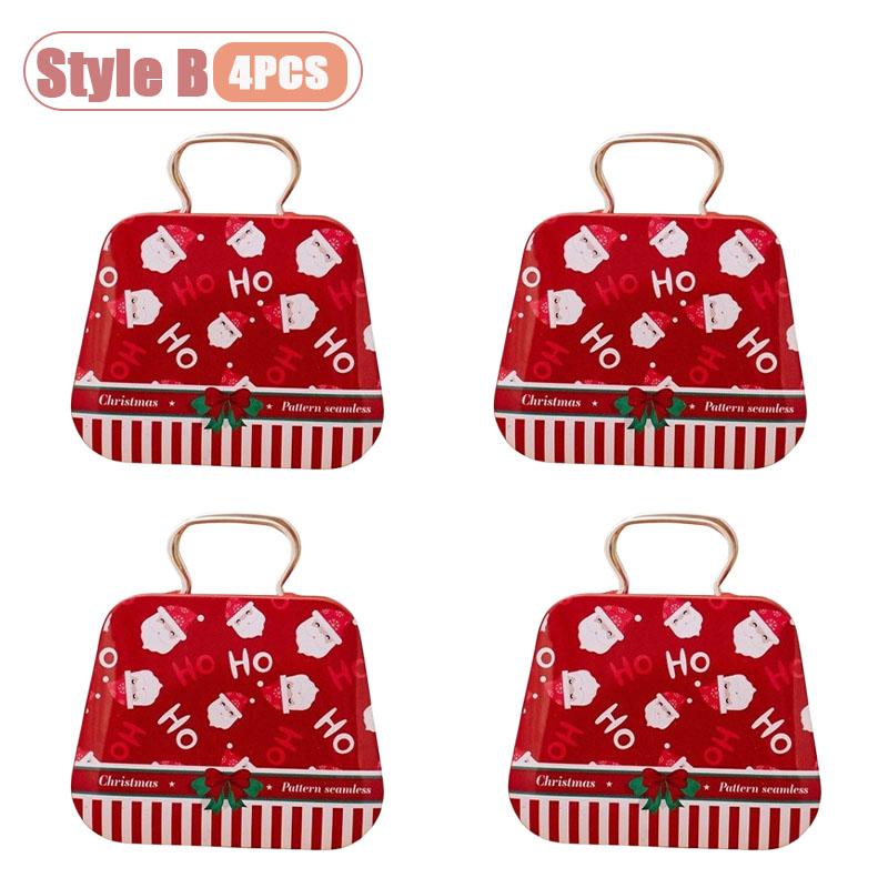 Mini Christmas Tin Candy Box Handbag Gift Box for Holiday Party Favors Gift Wrapping and Festive Table Center Decoration