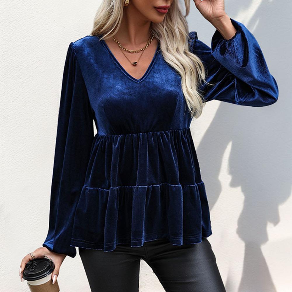 Autumn Women's Ruffle Solid Color Shirt for Women