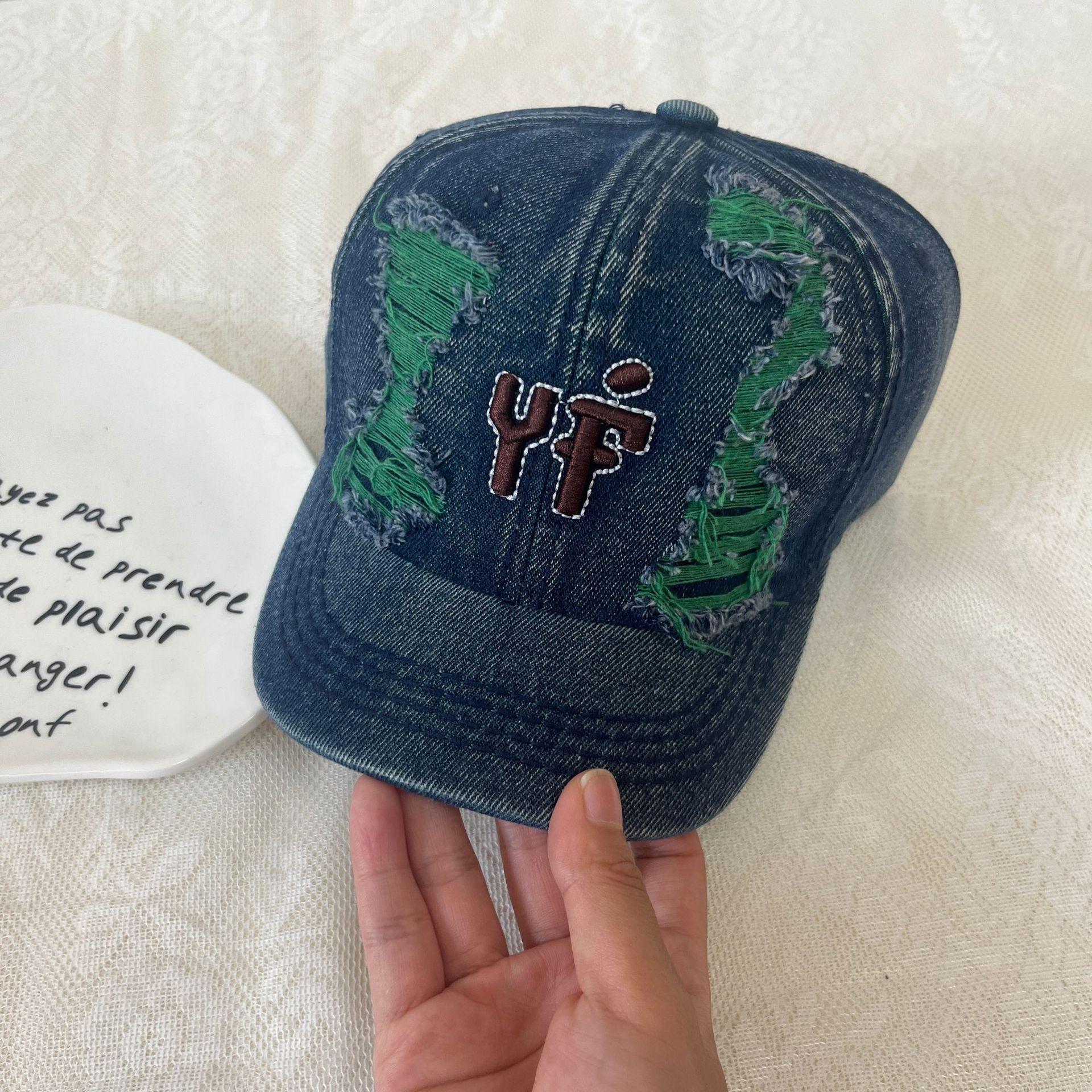 

2025 Чотири Сезони Нова Джинсова Бейсболка з Коротким Козирком Захисний Капелюх від Сонця Кепка з Козирком Літера Обличчя Маленька Бейсболка M（56-58cm）